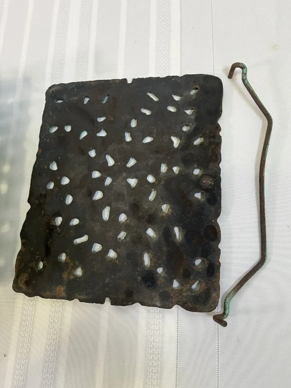 VTG Turquoise Cast Iron Trivet Set Of 2 Mid Century Brutalist Metal Retro Boho